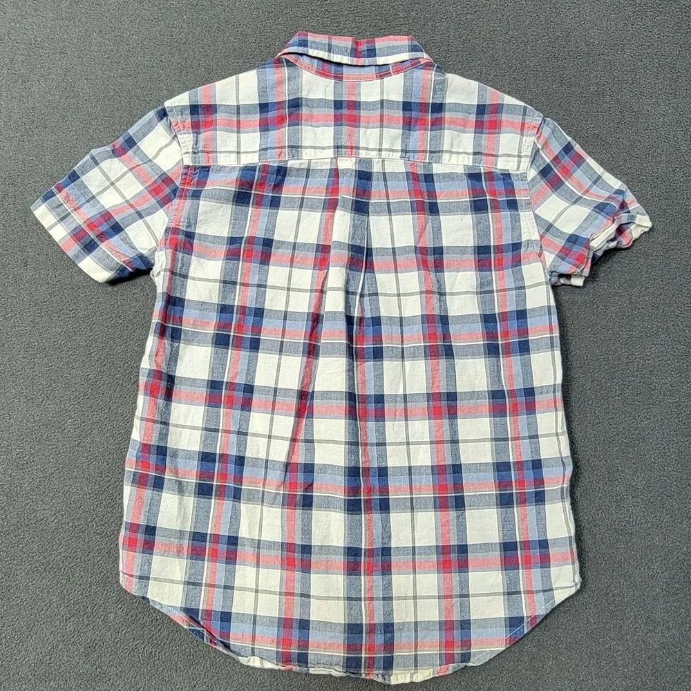 EUC Ralph Lauren Boys Plaid Short Sleeve Button Down Shirt Size 6 Blue Red White